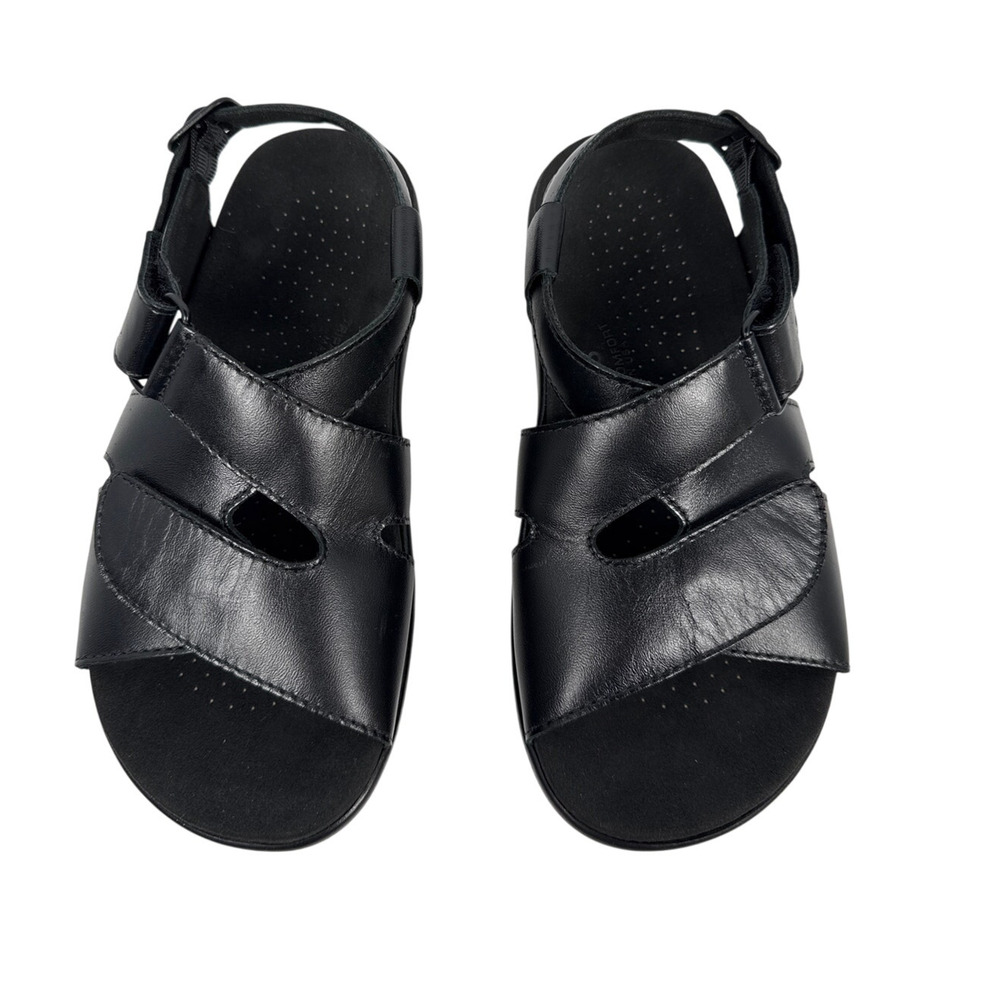 SAS Huggy Sandals Womens 5.5 Wide Black Leather Adjustable Straps Tripad Comfort